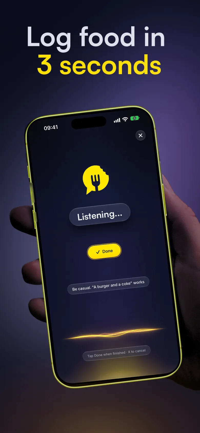 Logma listening to a meal: log food in 3 seconds